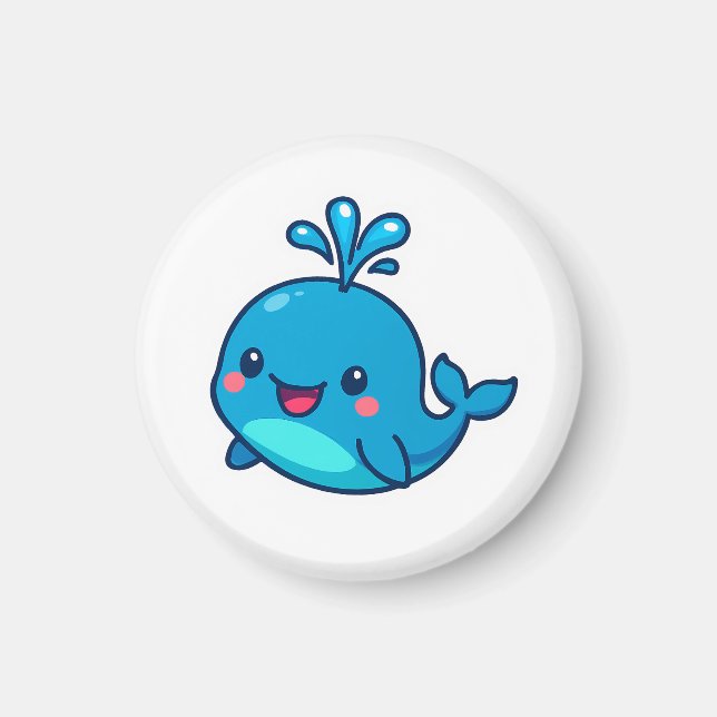 Happy Kawaii Whale Sticker - Niedlicher Ocean Frie Magnet (Vorne)