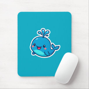 Happy Kawaii Whale Sticker - Niedlicher Ocean Frie Mousepad