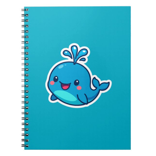 Happy Kawaii Whale Sticker - Niedlicher Ocean Frie Notizblock (Vorderseite)