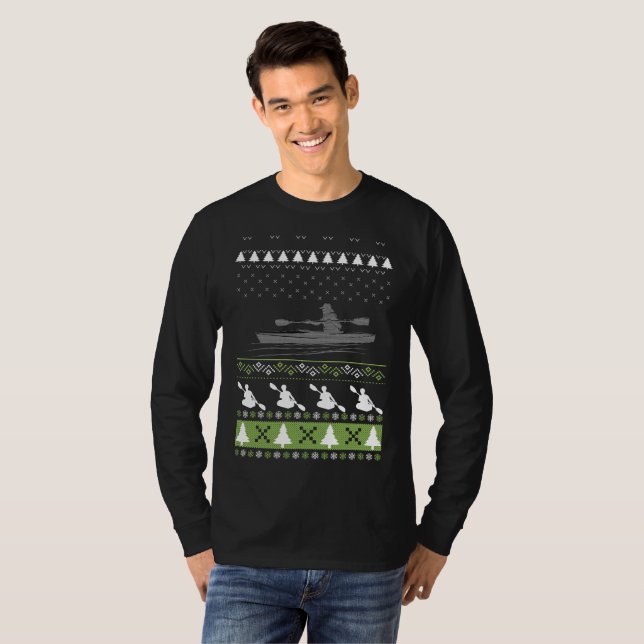 Happy Kayaking Ugly Kayak Weihnachtskraut T-Shirt (Vorne ganz)