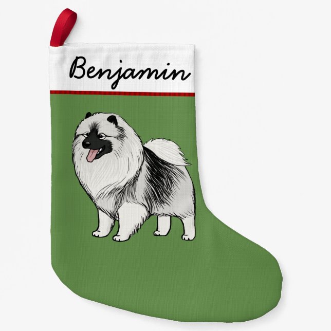 Happy Keeshond Cartoon Dog Niedlich Kees Holiday Kleiner Weihnachtsstrumpf (Vorderseite)