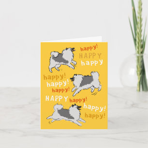 Happy Keeshond Hund Geburtstagsfeier Karte