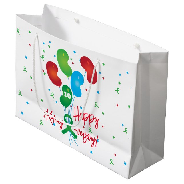 Happy Kidney-Jubiläum Große Geschenktüte (Vorderseite Schrägansicht)