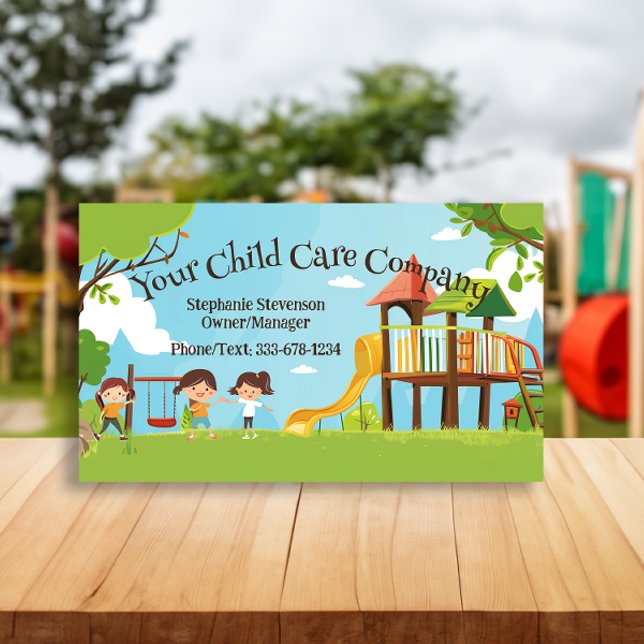 Happy Kids Playground Kinderbetreuung Kindertagess Visitenkarte (daycare child care business cards)