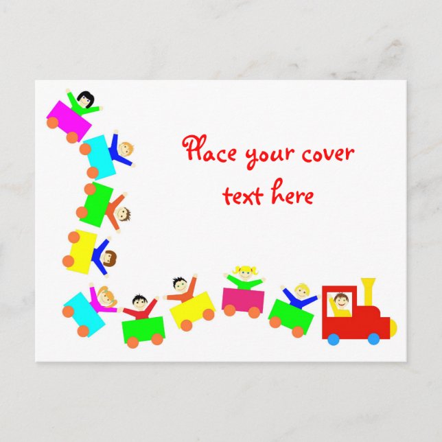 Happy Kids Train Postkarte (Vorderseite)