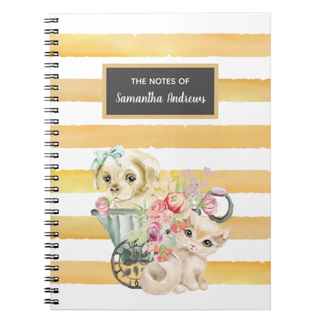 Happy Kitten and Dog Notebook Notizblock (Vorderseite)