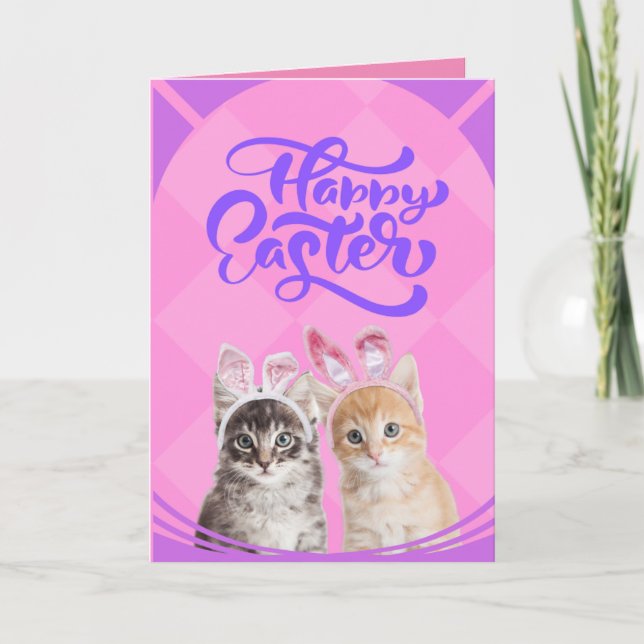 Happy Kittens Ostersonne Custom Card Dankeskarte (Vorderseite)