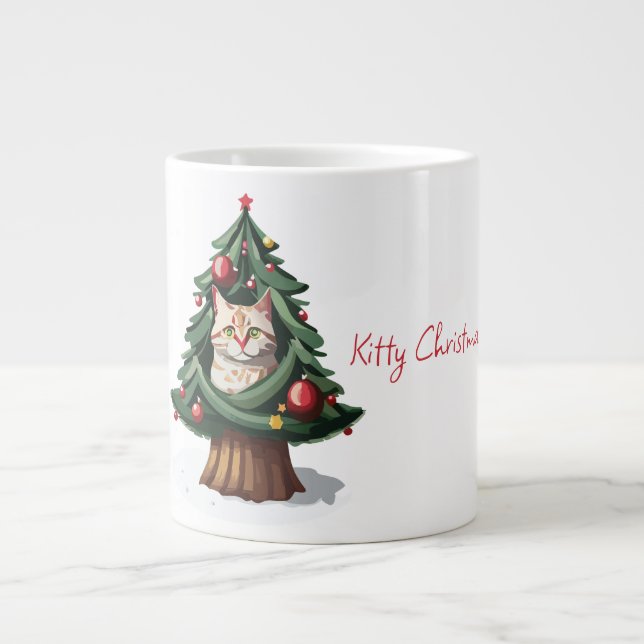 Happy Kitty Christmas Jumbo-Tasse (Vorderseite)