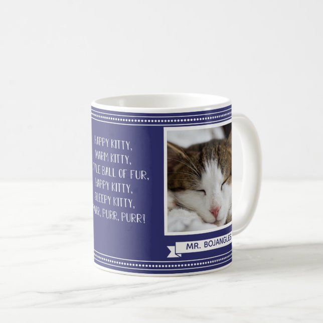 Happy Kitty Foto Navy Name Kaffeetasse (VorderseiteRechts)