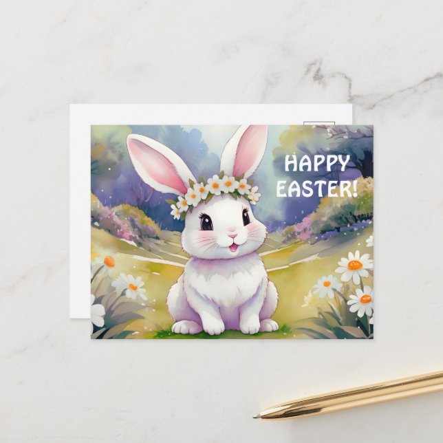 Happy kleinen Hase 2, Ostern Postkarte (Vorderseite/Rückseite Beispiel)