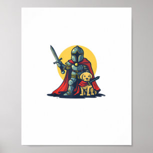 Happy Knight mit Hund für lustige Erwachsene und K Poster