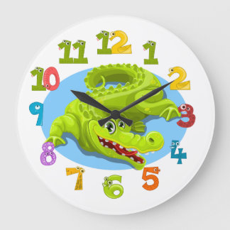 Happy Krokodil Große Wanduhr