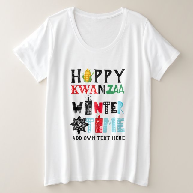 Happy KWANZA Winter Time Candles Große Größe T-Shirt (Design vorne)