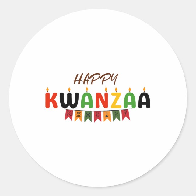 Happy Kwanzaa - 7 Grundsätze der Kwanzaa-T-Shirts Runder Aufkleber (Vorderseite)
