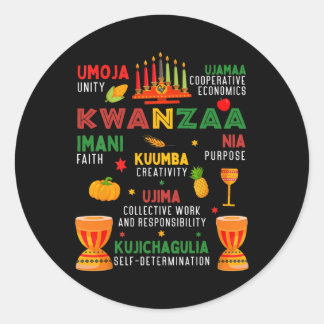 Happy Kwanzaa 7 Grundsätze Kwanzaa Frauen Männer c Runder Aufkleber
