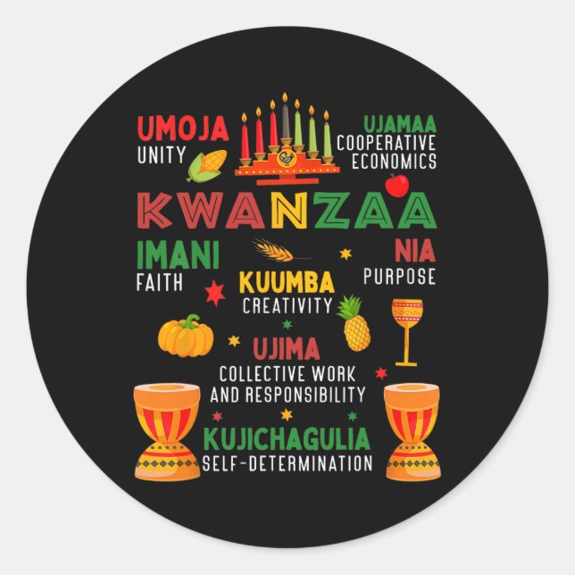 Happy Kwanzaa 7 Grundsätze Kwanzaa Frauen Männer c Runder Aufkleber (Vorderseite)