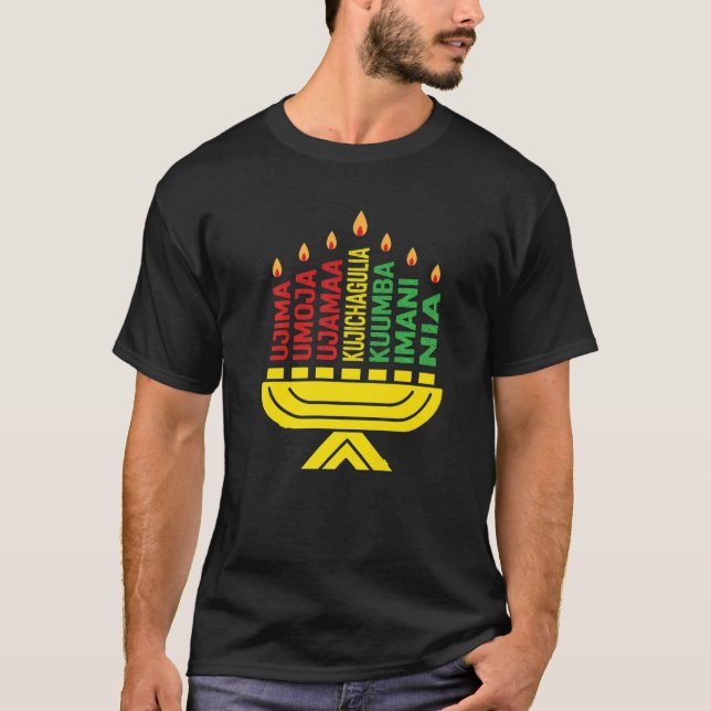 Happy Kwanzaa 7 principles Candles African Black C T-Shirt (Vorderseite)