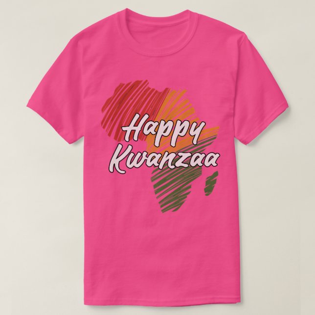 Happy Kwanzaa Africa Continent Scribble Art T-Shirt (Design vorne)
