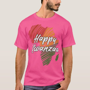 Happy Kwanzaa Africa Continent Scribble Art T-Shirt