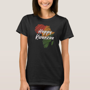 Happy Kwanzaa Africa Continent Scribble T-Shirt
