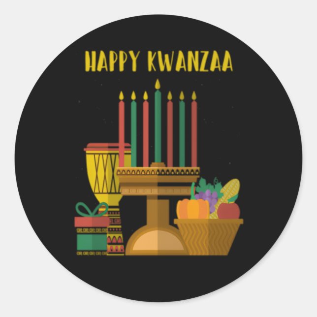 Happy Kwanzaa Africa Map Unity Flag Runder Aufkleber (Vorderseite)