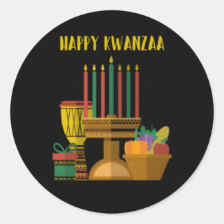 Happy Kwanzaa Africa Map Unity Flag Runder Aufkleber