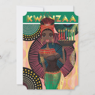 Happy Kwanzaa Beautiful African Girl Holiday Card Feiertagskarte