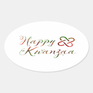 Happy Kwanzaa Bokeh Umoja Ovaler Aufkleber