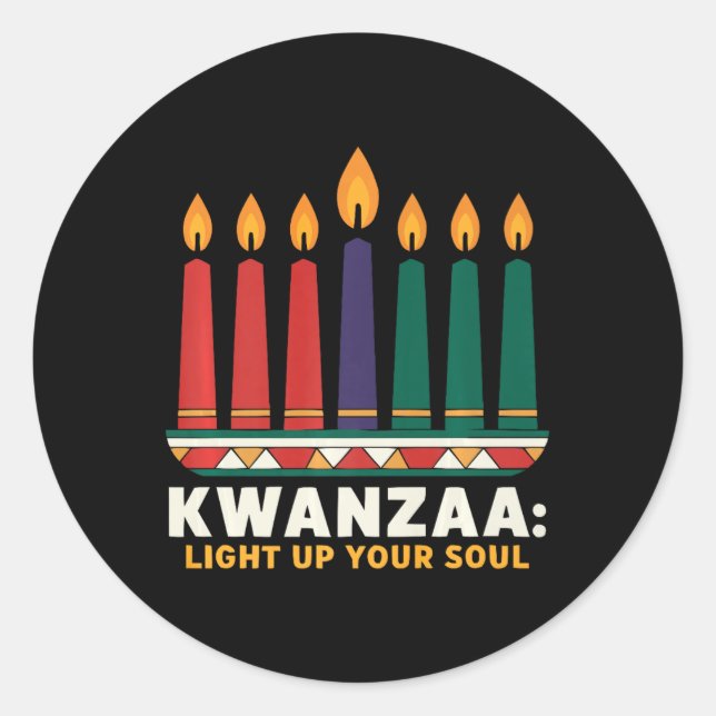 Happy Kwanzaa Candles Africa Holiday African Ameri Runder Aufkleber (Vorderseite)