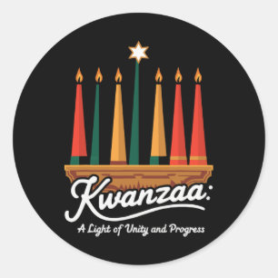 Happy Kwanzaa Candles Africa Holiday African Ameri Runder Aufkleber