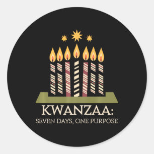 Happy Kwanzaa Candles Africa Holiday African Ameri Runder Aufkleber