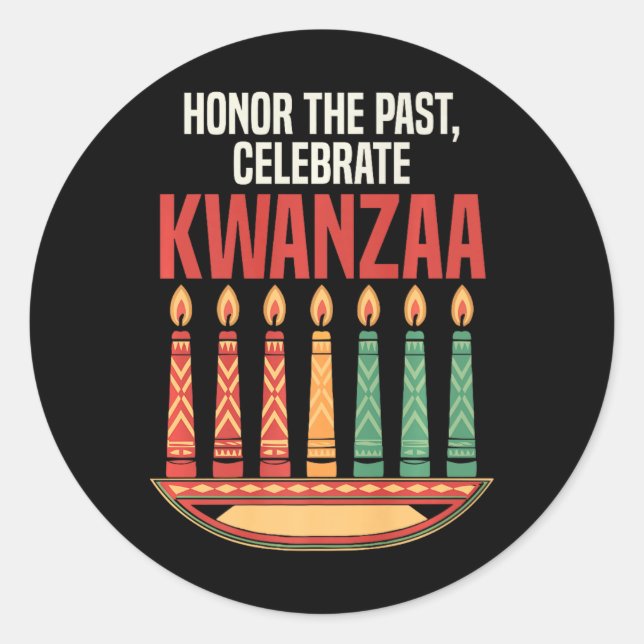 Happy Kwanzaa Candles Africa Holiday African Ameri Runder Aufkleber (Vorderseite)