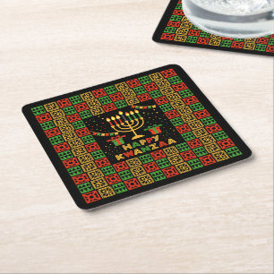 Happy Kwanzaa Candles Red Black Green Yellow Rechteckiger Pappuntersetzer