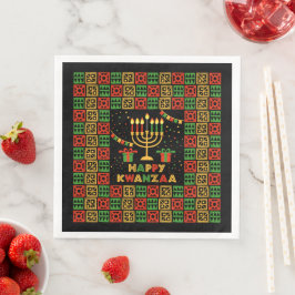Happy Kwanzaa Candles Red Black Green Yellow Serviette