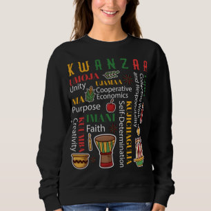 Happy Kwanzaa Drum Kinara Seven Candles Africa Cal Sweatshirt