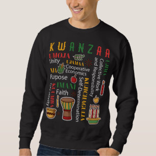 Happy Kwanzaa Drum Kinara Seven Candles Africa Cal Sweatshirt