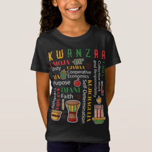 Happy Kwanzaa Drum Kinara Seven Candles Africa Cal T-Shirt