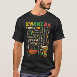 Happy Kwanzaa Drum Kinara Seven Candles Africa Cal T-Shirt