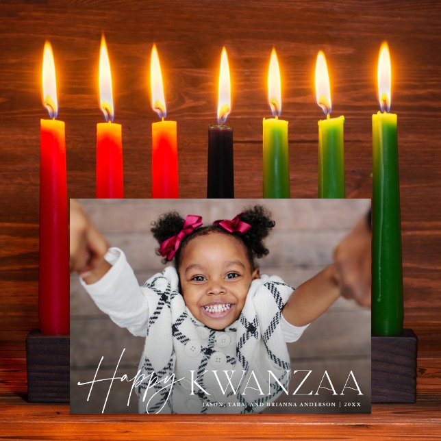 Happy Kwanzaa Elegant + Moderne Fotokarte Feiertagskarte (Von Creator hochgeladen)