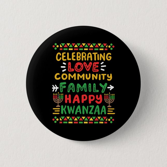 Happy Kwanzaa feiert Liebe Community Men Button (Vorderseite)