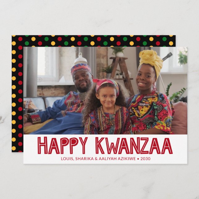 Happy Kwanzaa Foto Feiertagskarte (Vorne/Hinten)