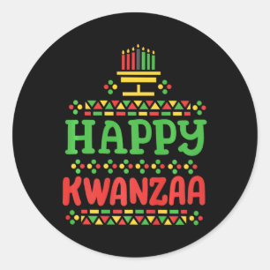 Happy Kwanzaa Frohe Weihnachten Afrikanische Ameri Runder Aufkleber