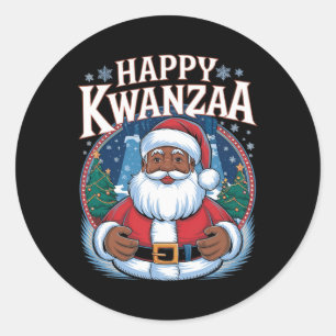 Happy Kwanzaa Frohe Weihnachten Afrikanischer Amer Runder Aufkleber
