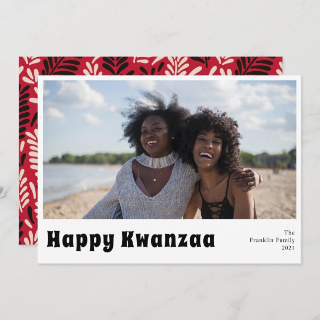 Happy Kwanzaa Holiday Foto Card Feiertagskarte (Vorne/Hinten)