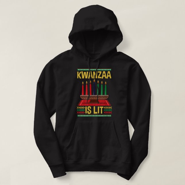 Happy Kwanzaa is Lit Funny African American Candle Hoodie (Design vorne)