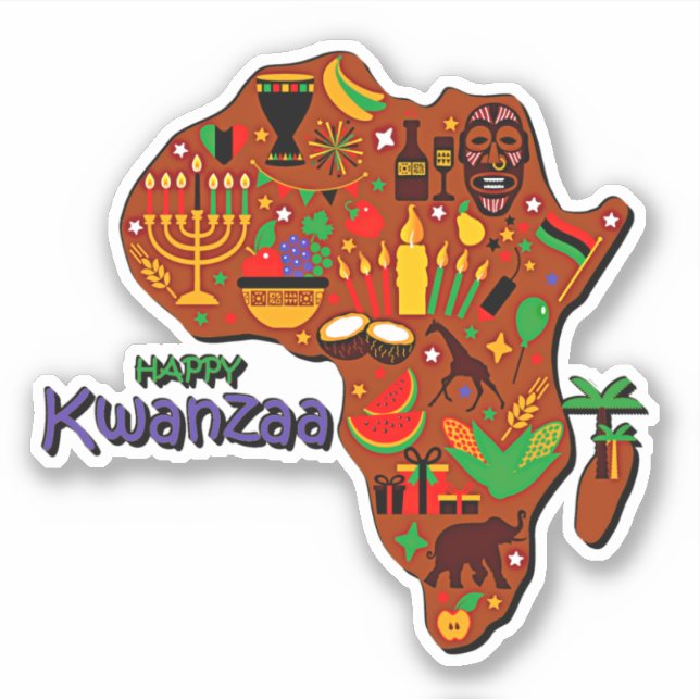 Happy Kwanzaa Karte von Afrika Kiss Cut Aufkleber (Vorderseite)