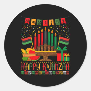 Happy kwanzaa Kinara Candle 7 Grundsätze Männer Fr Runder Aufkleber