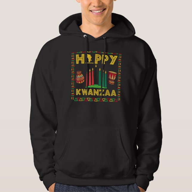 Happy Kwanzaa Kinara Candles Principles African Am Hoodie (Vorderseite)