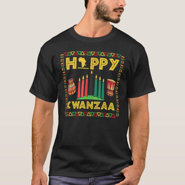 Happy Kwanzaa Kinara Candles Principles African Am T-Shirt (Vorderseite)