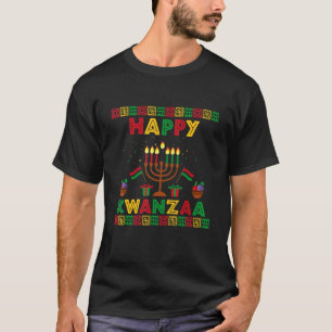 Happy Kwanzaa Kinara Candles Principles African Am T-Shirt
